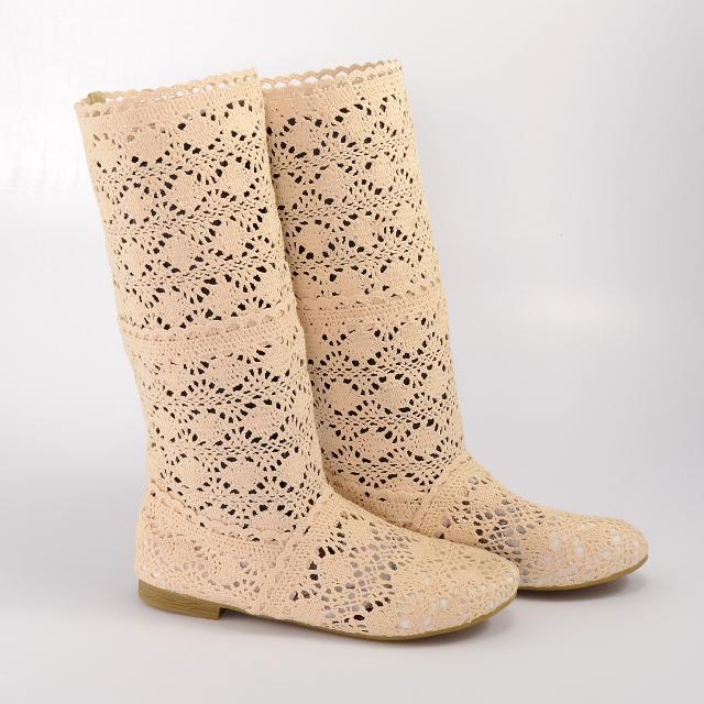 Cizme de vara crosetate Pretty Girl bej