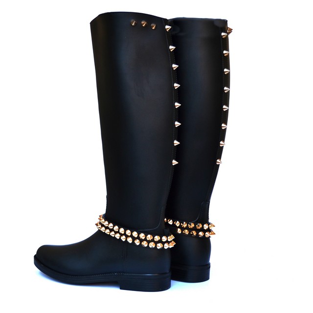 Cizme de cauciuc mate cu tinte Dora Gold