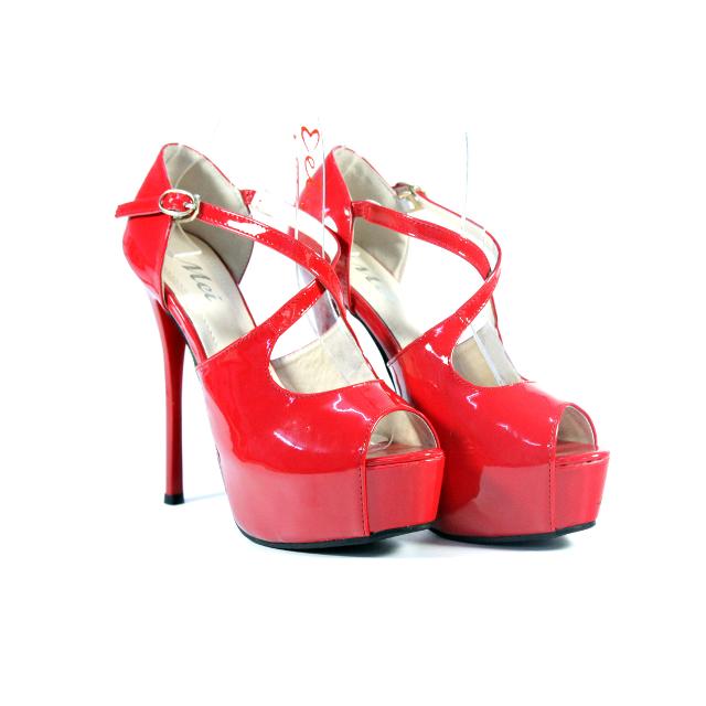 Sandale rosii cu toc Lovely